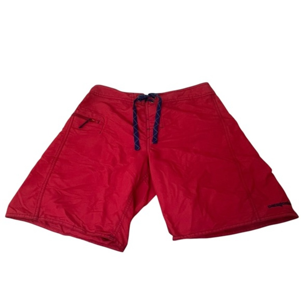 Patagonia Men's Red Board Shorts Swim Trunks Size 30 Nylon Lace Up Side Pockets